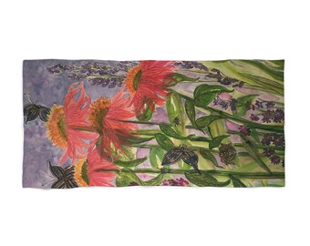 Floral Garden Beach Towel: Soft Cotton-Loop Summer Essential
