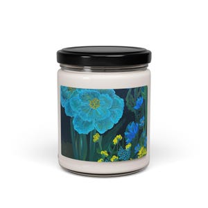 Floral Scented Soy Candle, Night Blooms PrintAromatic Home Decor, Relaxation Gift, Eco-friendly Candle, Perfect for Self-Care & Gift Giving