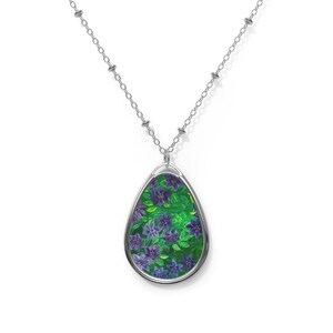 Purple Floral Teardrop Necklace - Elegant Jewelry for Women, Birthday Gift, Mother&#39;s Day, Handcrafted Gemstone Accessory, Boho Chic Style