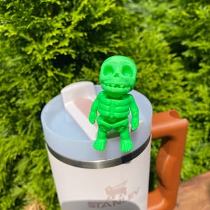Skeleton Halloween Creepy Funny Cute Straw Toppers/ Charms For Stanley Tumblers Or Other 9.5mm Straws Lime Green