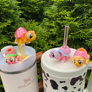 Cute Tortoise Straw Toppers/ Charms Straw Buddies For Stanley Tumblers Or Other 9.5mm Straws