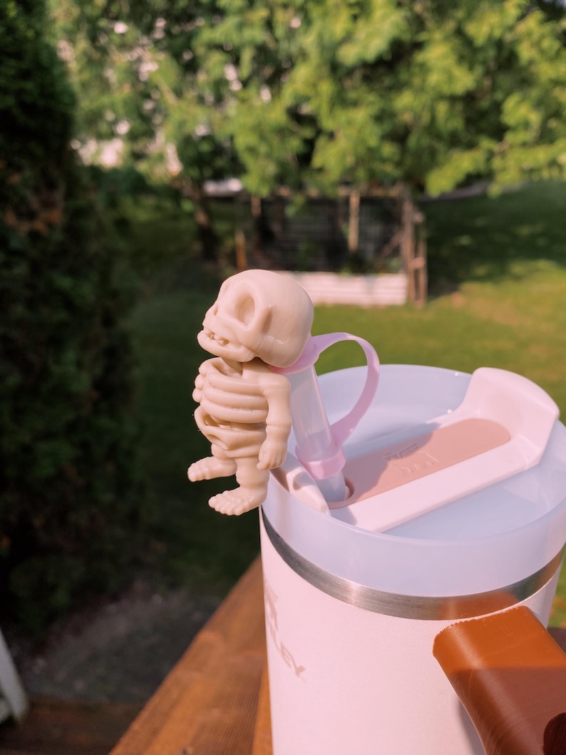 Skeleton Halloween Creepy Funny Cute Straw Toppers/ Charms For Stanley Tumblers Or Other 9.5mm Straws image 2