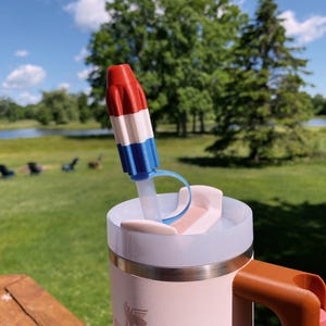 Red White And Blue Popsicle 4th Of July USA Freedom Summertime Straw Toppers/ Charms For Stanley Tumblers Or Other 9.5mm Straws