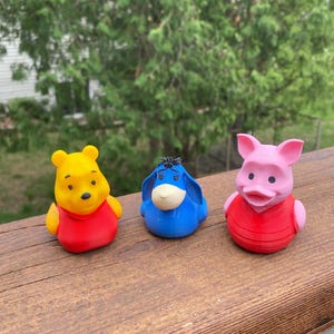 3pc Winnie The Pooh, Eeyore, Piglet Ducks Pack Of Miniature Figurine For Jeeps Dashboards
