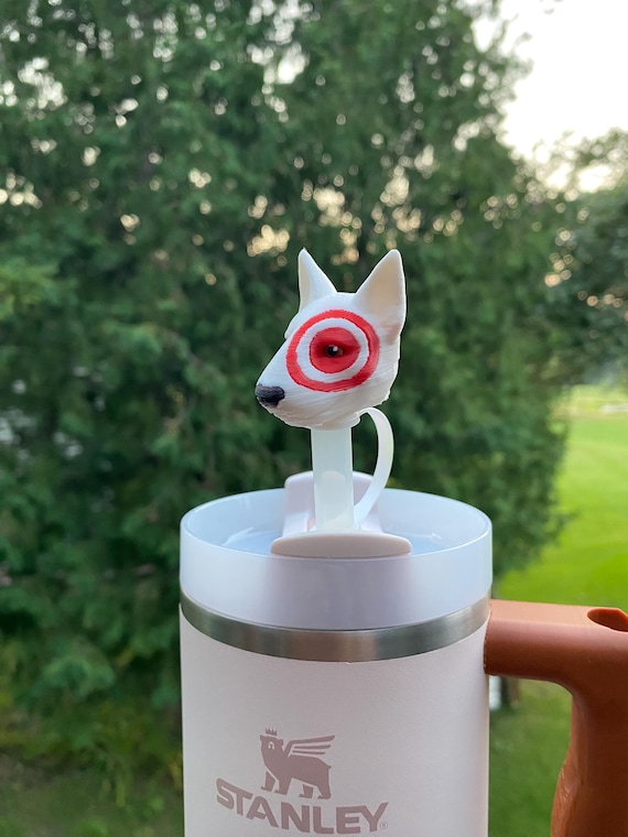 Bull Terrier Red Bullseye Dog Straw Toppers/ Charms for Stanley