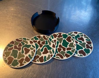 Set di sottobicchieri personalizzati stampati in 3D con supporto / Sottobicchieri con logo personalizzato / Supporto in sughero / Opzioni multicolore / Regalo per casa e ufficio