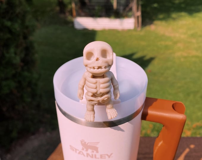 Skeleton Halloween Creepy Funny Cute Straw Toppers/ Charms For Stanley Tumblers Or Other 9.5mm Straws
