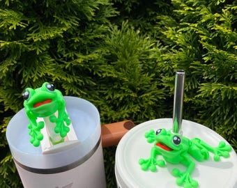 Vibrant Articulated Tree Frog Straw Toppers/ Charms For Stanley Tumblers Or Other 9.5mm Straws