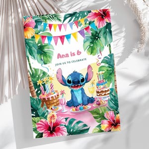 Hawaiian Birthday Invitation, Printable invitation, birthday invitation, editable invitation, lilo birthday invitation, instant download