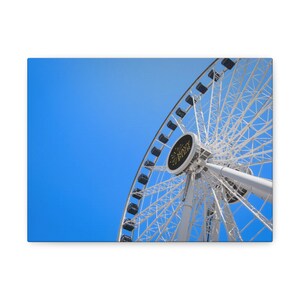 Skyward Ferris Wheel Matte Canvas Art, Chicago Pier, Vibrant Wall Decor for Amusement Park Lovers, Perfect for Home and Office