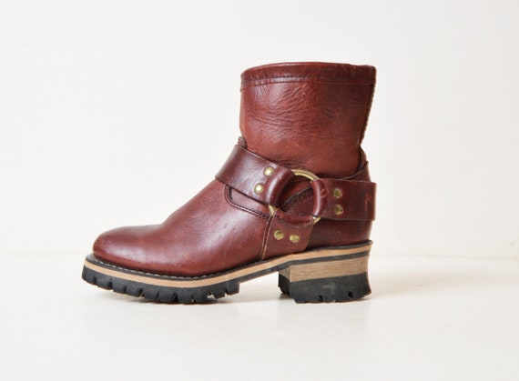 Vintage 90s Leather Harness BOOTS / 1990s Durango