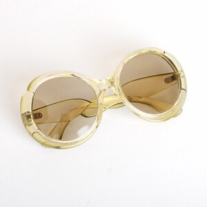 Vintage 60s French Round Pale Green Sunglasses Shades image 4