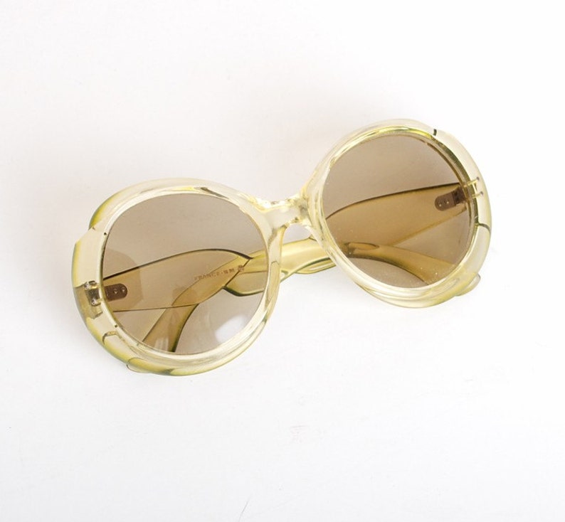 Vintage 60s French Round Pale Green Sunglasses Shades image 4