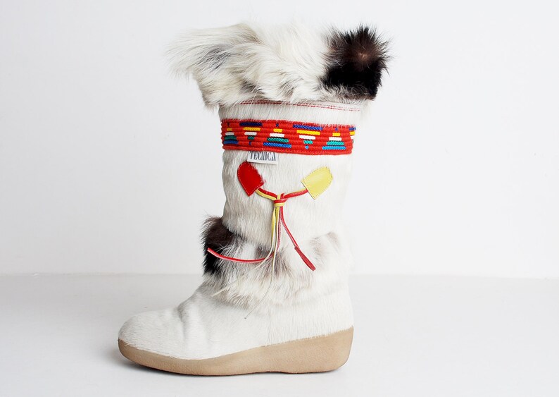 Vintage 70s 80s Tecnica Fur Apres Ski Boots 6 36