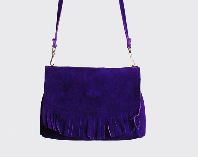 Vintage 60s 70s FRINGE Suede PURSE / Fringed Purple BAG Etsy