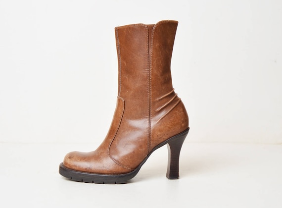 Vintage 90s Steve Madden Brown Leather 80s 90s brown ankle boot vintage