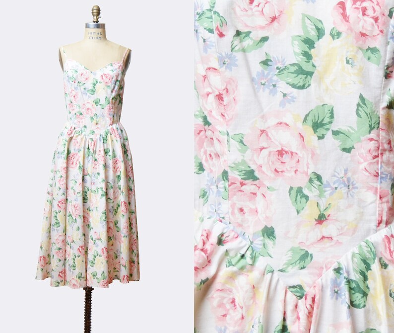 vintage 80s floral dress