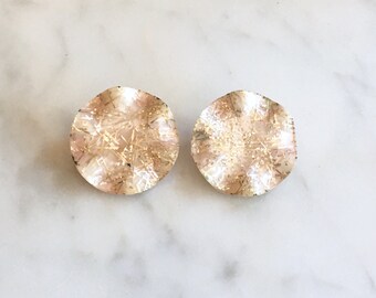 Vintage 50s Confetti Lucite Ruffle Button Earrings Vintage Jewelry