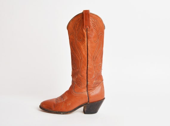 Vintage 80s Acme COWBOY BOOTS / Brown Leather Boot