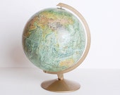 Vintage 60s Mid Century Replogle World Globe High Relief 12"