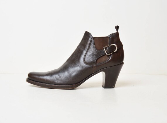 Vintage 90s Brown Chelsea Ankle Boots / Prada 1990