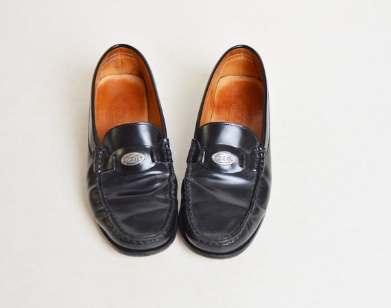 Vintage 90s Black Tods LOAFERS / 1990s Brogues Sho