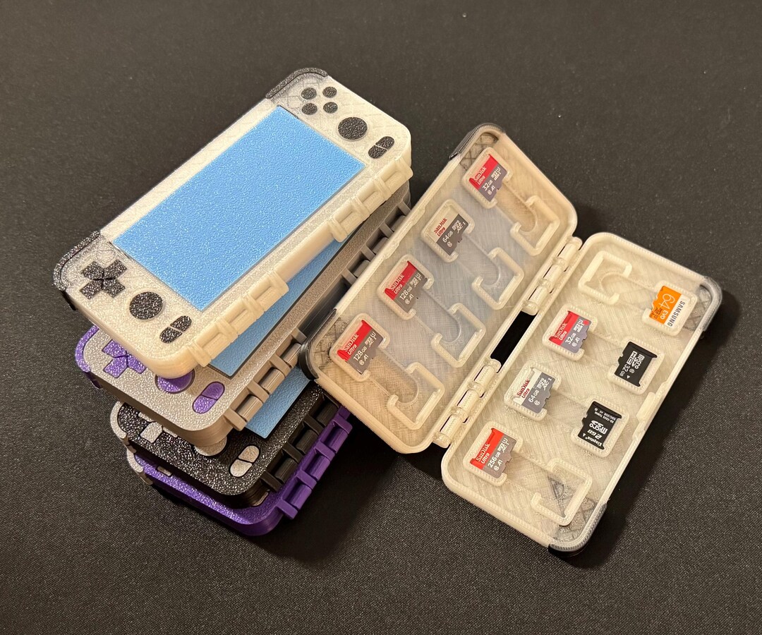 Retro Gaming Handheld Micro SD Case - Hinged Case With Latch, 16 Card ...