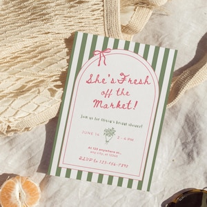 Fresh Off the Market Bridal Shower Invitation Template, Farmer’s Market Wedding Shower Invite, Editable Canva Template, Instant Download