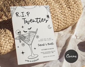 Editable Death to My 20s/30s Invitation, Funeral for My Youth, RIP 20s 30s, 40s Gothic Birthday, Halloween Birthday Digital Party Invite