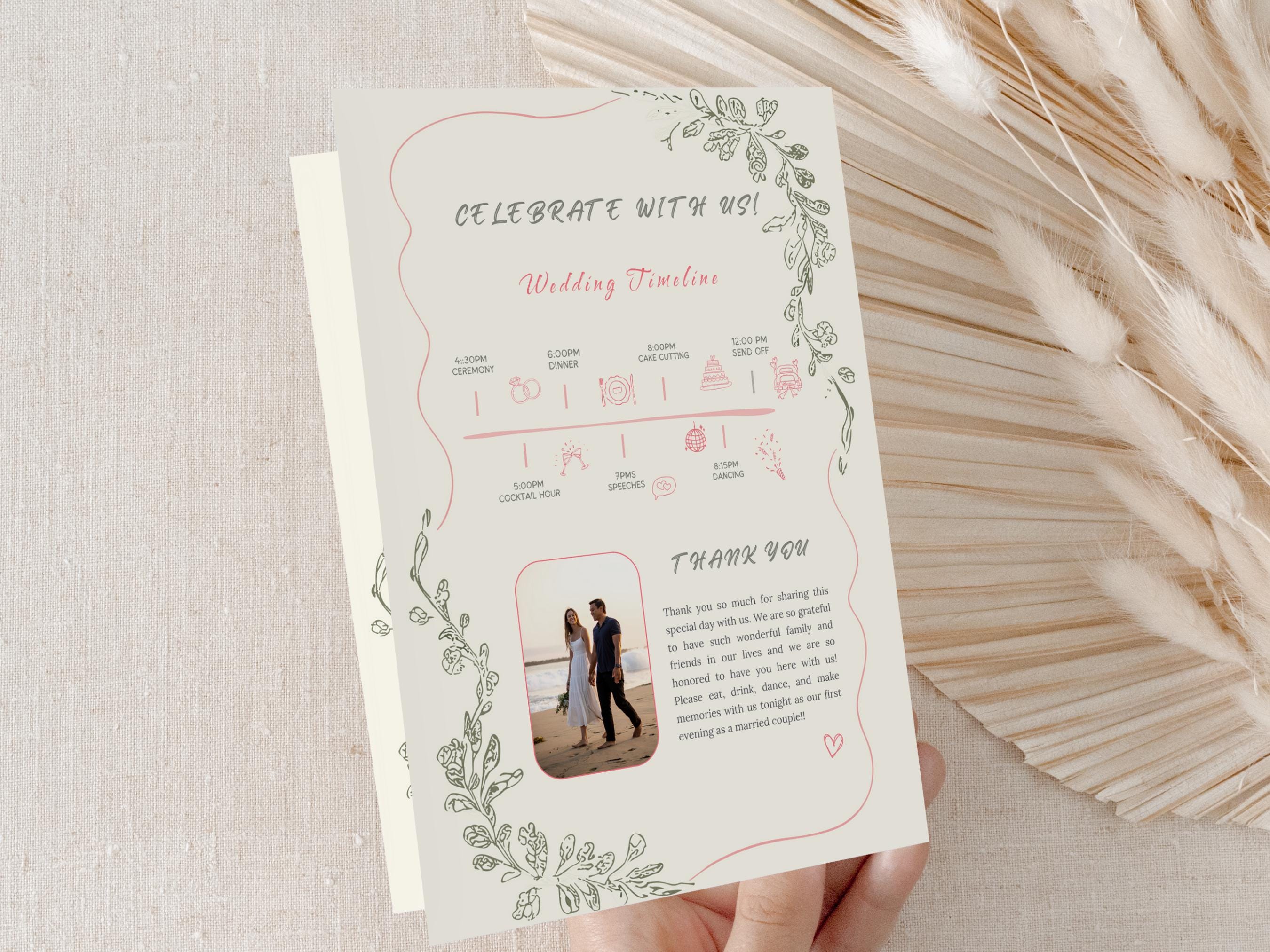 Folded Printable Wedding Program Template, Wedding Timeline & Ceremony ...