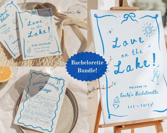 Love on the Lake Bachelorette Invitation, Welcome Sign, Bach Bingo, Lake Bachelorette Template, Editable Canva, Lake Tahoe Bachelorette