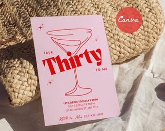 30th Birthday Invitation, Talk 30 to me, Talk thirty to me, Cheers to 30 Years, Editable Canva Template, Thirty Printable Bday Invite