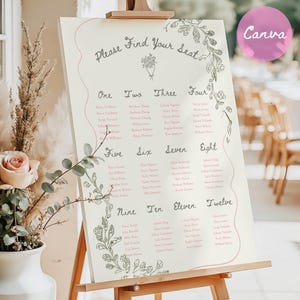 Wedding Seating Chart Template, Whimsical Find Your Seat Sign, Hand Drawn Canva Poster, Editable, Instant Download, Our Favorite People