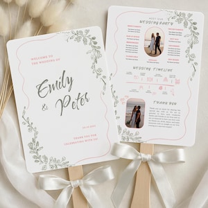 Wedding program Fan Wedding timeline Program Fan Printable Ceremony Program template download DIY Wildflower Wedding Fan, Outdoor Wedding