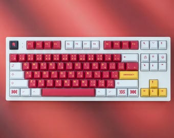 Japanse anime EVA Unit-02 keycap-set, 148 PBT kersenprofieltoetsen, rood-wit mecha