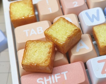 Thick Toast Keycap | Clay Handmade Artisan | Food Theme Keycap for Mechanical Keyboard | Cute Desk Art