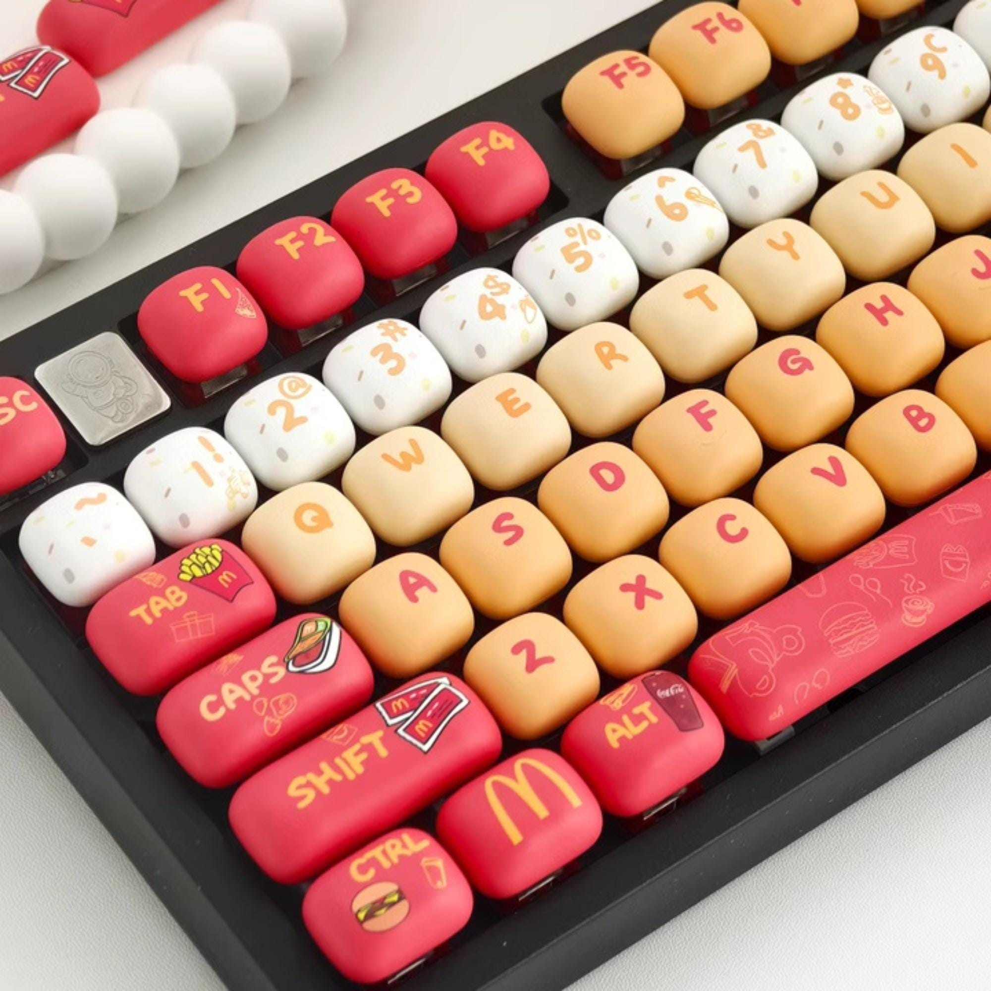 Mcd Keycaps Keyboard Mcdonald Burger Keycap Set, MOG 134 Keys PBT, Round Mechanical Keyboard ...