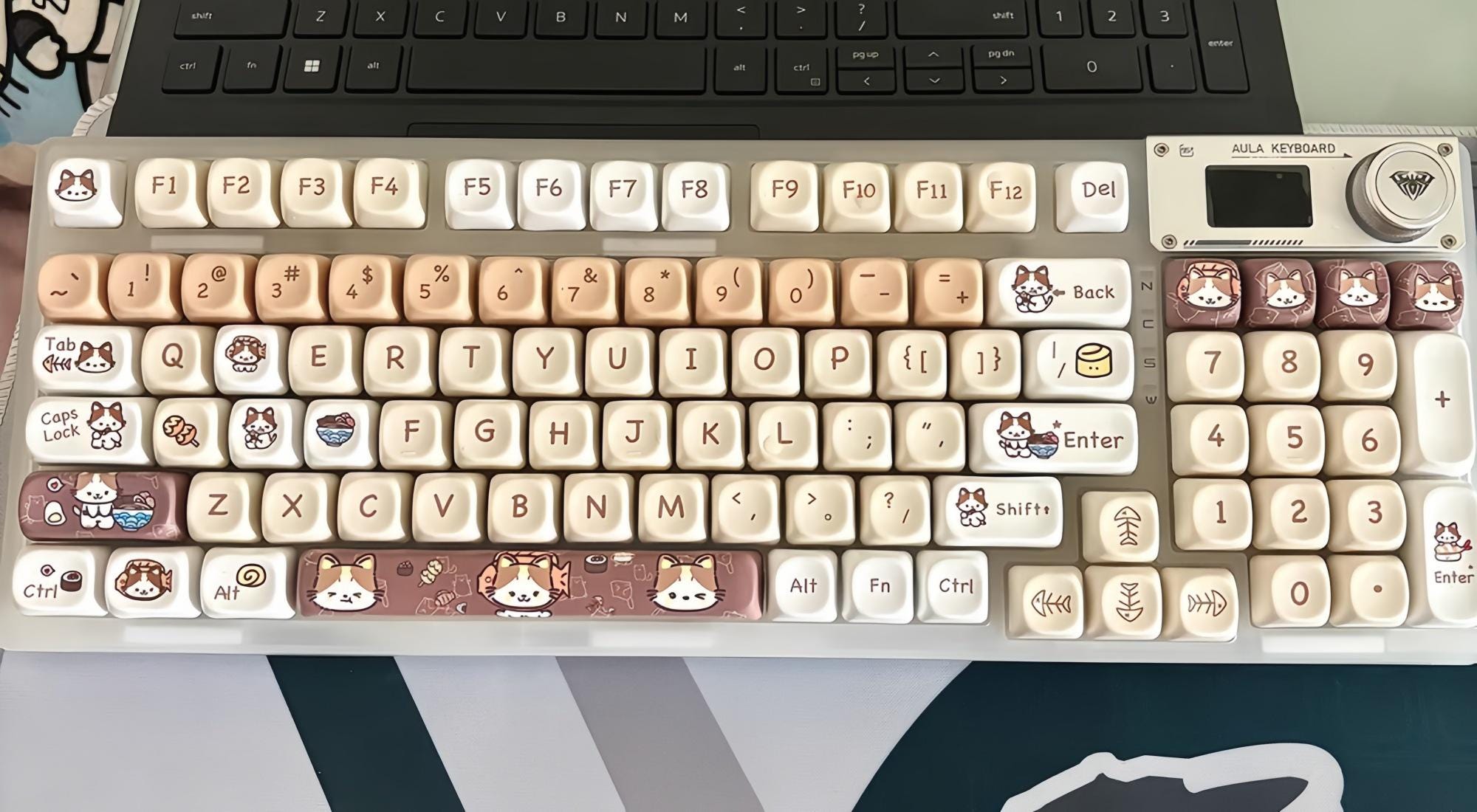 Japanese Food Cat Keycap Set – 142 Keys PBT MOA Profile, Earthy Brown ...