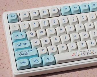 Cinnamoroll 124 Keys MA Profile PBT Keycap Set, Kawaii Mechanical Keyboard Keycaps, Cute Gamer Style, Sanrio Inspired, Custom Anime Keycaps