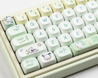 Pochacco MOA Profile PBT Keycap Set, 144 Keys, Kawaii Mechanical Keyboard Keycaps, Cute Sanrio Inspired, Custom Anime Keycaps