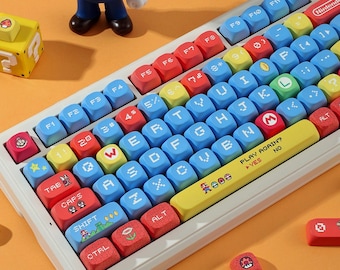 Mario Inspired Keycap Set – Cute 125 Keys PBT MOA Profile Mechanical Keyboard Keycaps
