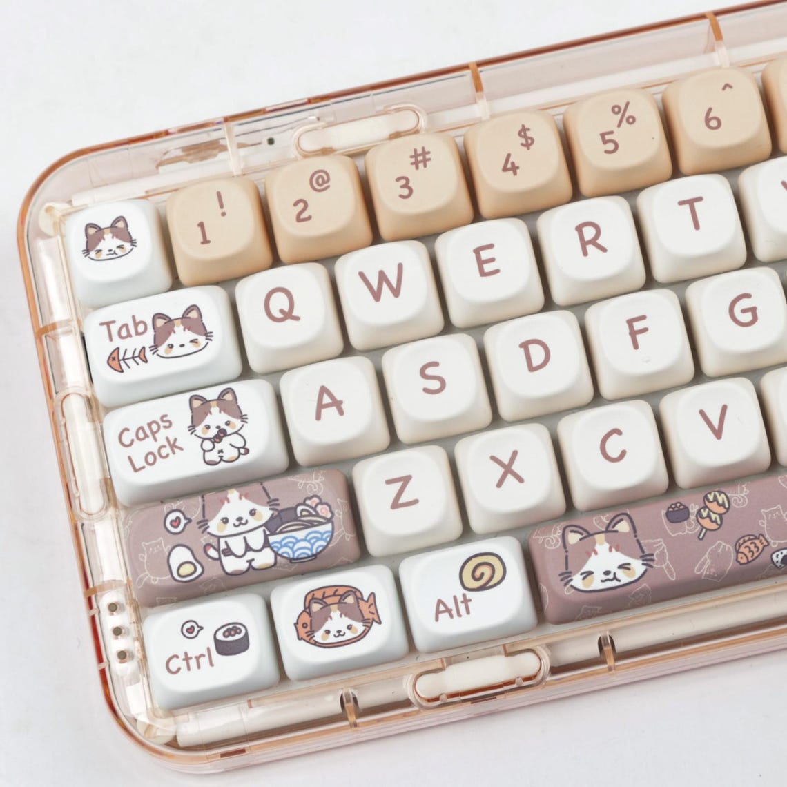 Japanese Food Cat Keycap Set – 142 Keys PBT MOA Profile, Earthy Brown ...