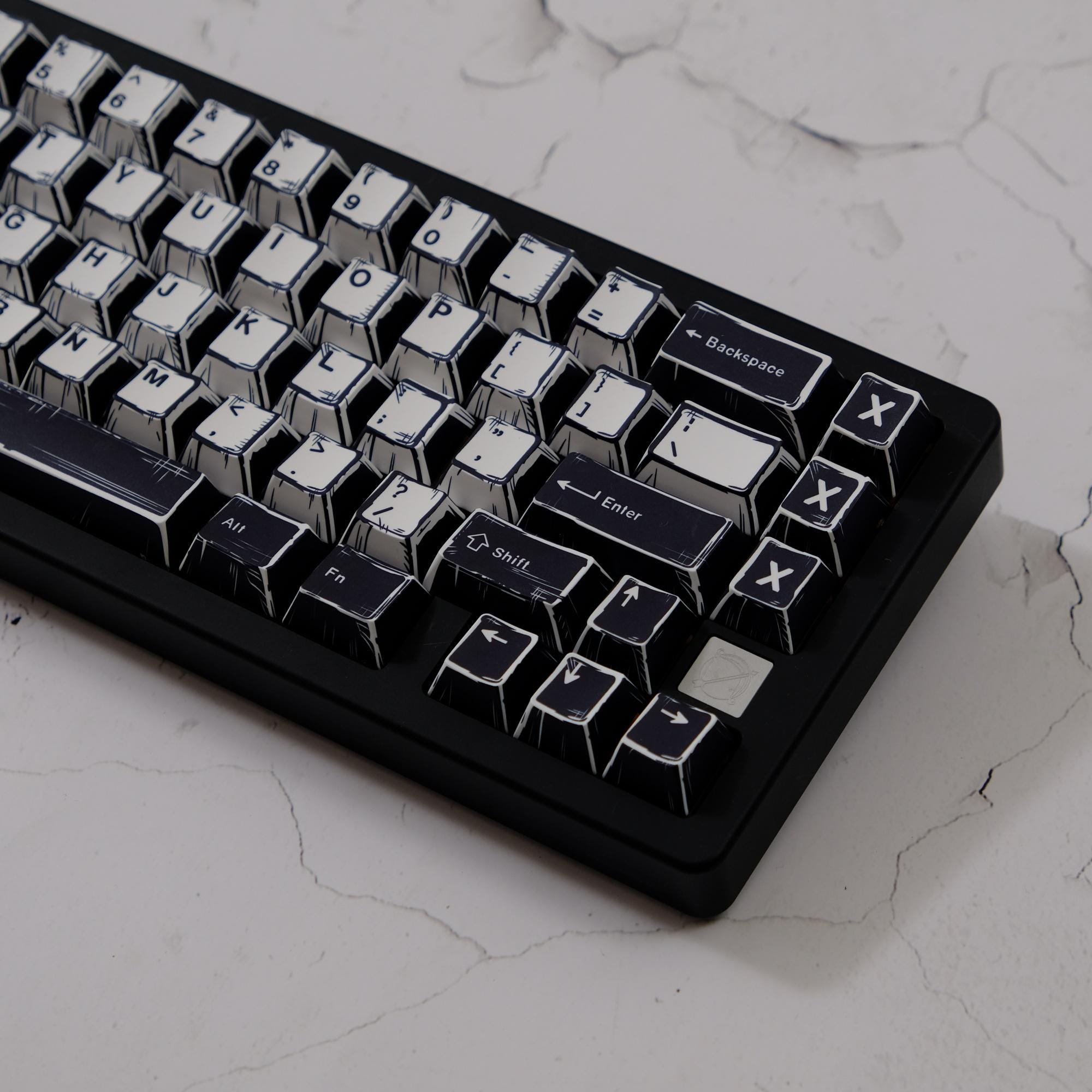 E Ink Key Cap Black & White Keycap Set, 148 Keys PBT Cherry Profile, Ink Line Art ...