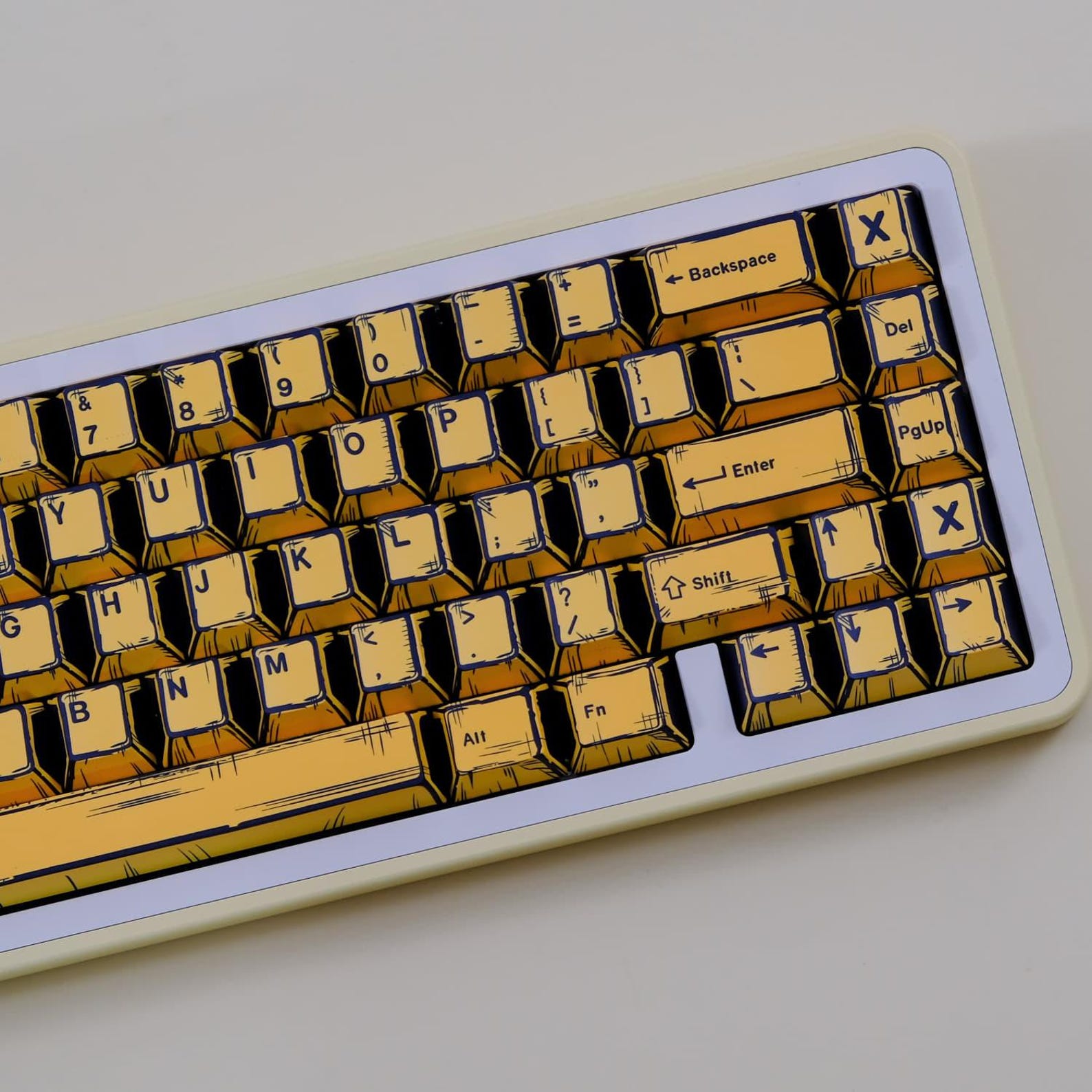 Comic Yellow Industrial Keycap Set, 148 PBT Cherry Profile, Hand-drawn ...