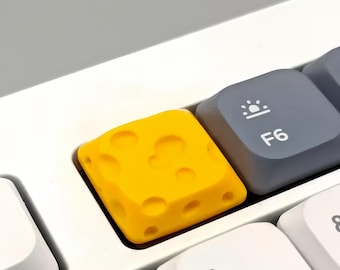 Cheese Keycap | Low-Profile | Short Stem | Handmade Clay Artisan | Cute Food Desk Art | Yellow & Pink for Mechanical Keyboard