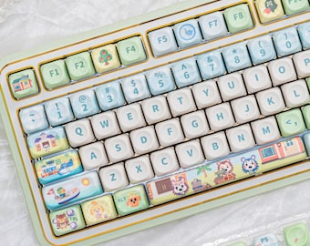 Animal Crossing Inspired Keycap Set – Cute 137 Keys PBT MOA Profile Mechanical Keyboard Keycaps