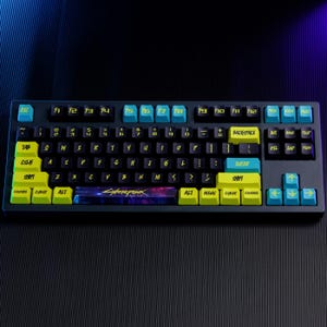 Cyberpunk 2077 Classic Keycaps, 148 Keys PBT OEM Profile, Neon Aesthetic, Artisan Mechanical Keycaps