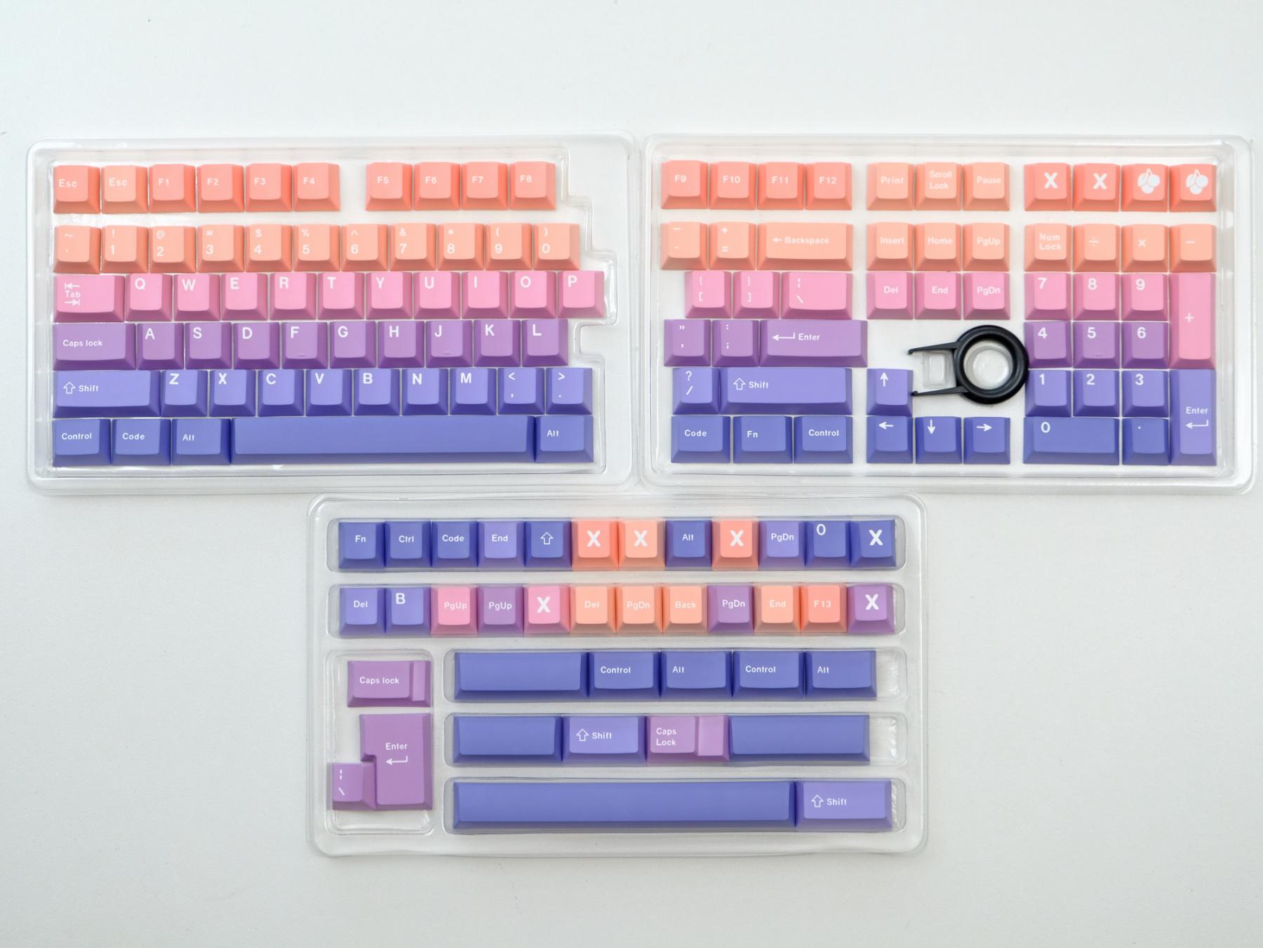 夢のようなピンクパープルグラデーションキーキャップセット – 148 PBT 