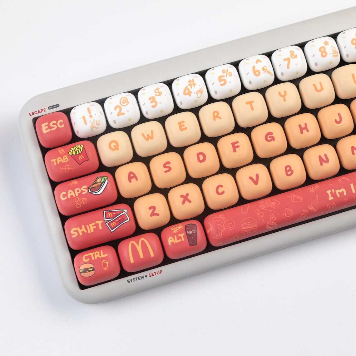 Mcdonald Burger Keycap Set, MOG 134 Keys PBT, Round Mechanical Keyboard ...