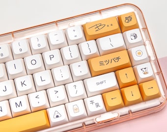 Honey Milk Keycap Set, 138 Keys PBT XDA Profile, Cute Mechanical Keyboard Keycaps, Creamy Yellow, Minimalist Keyboard